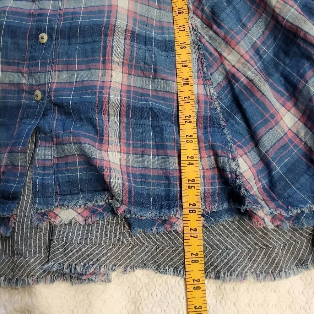 Free People Seeking Starlight Plaid Button Down Size L